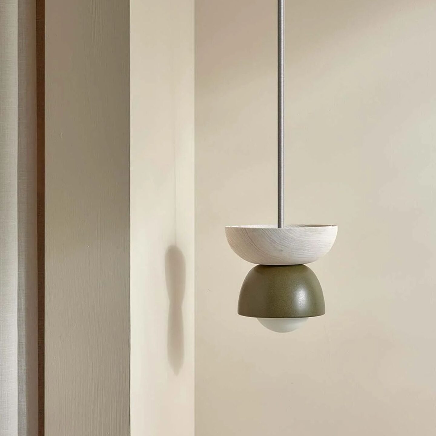 Terra 00 Pendant Light - Solid Rod Olive, Bleached Ash, Brushed Nickel
